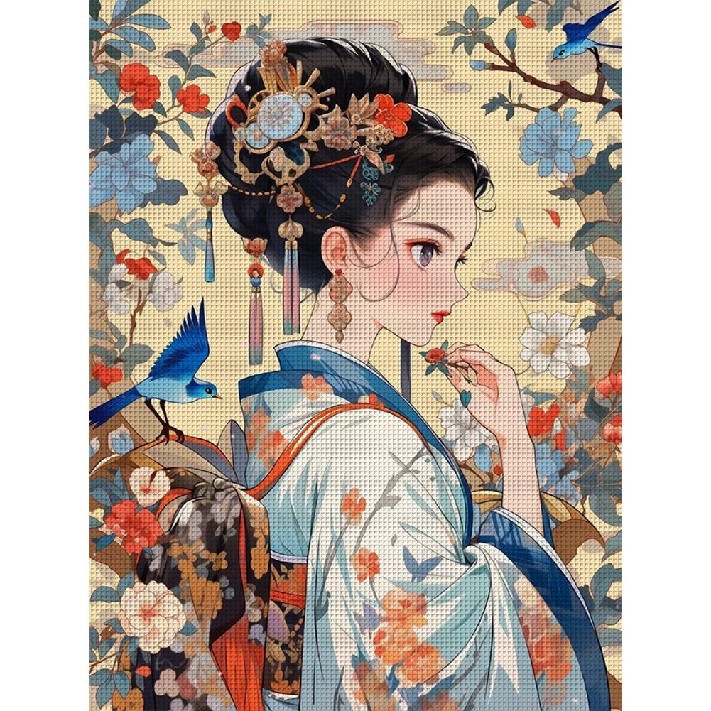 Antique Girl - 11CT Stamped Cross Stitch 45*60CM