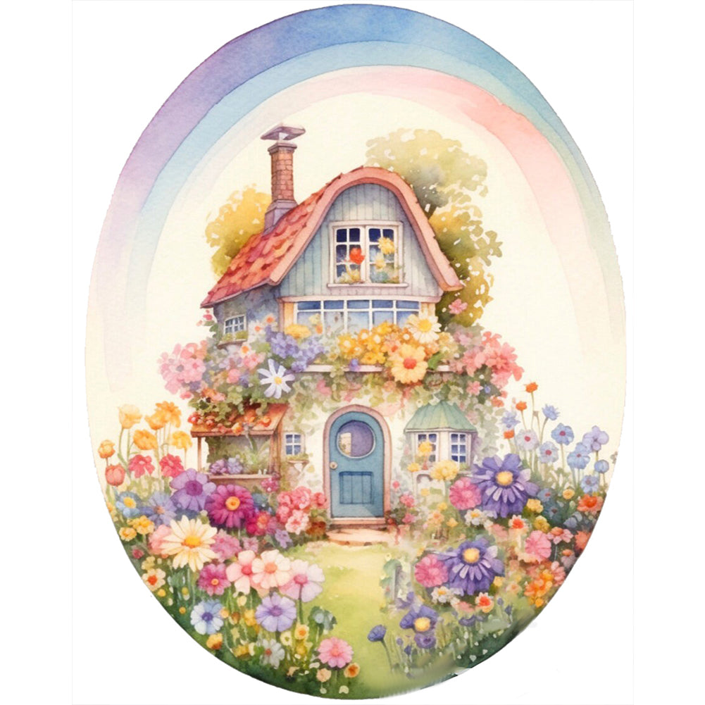 Flower House - 11CT Stamped Cross Stitch 50*60CM