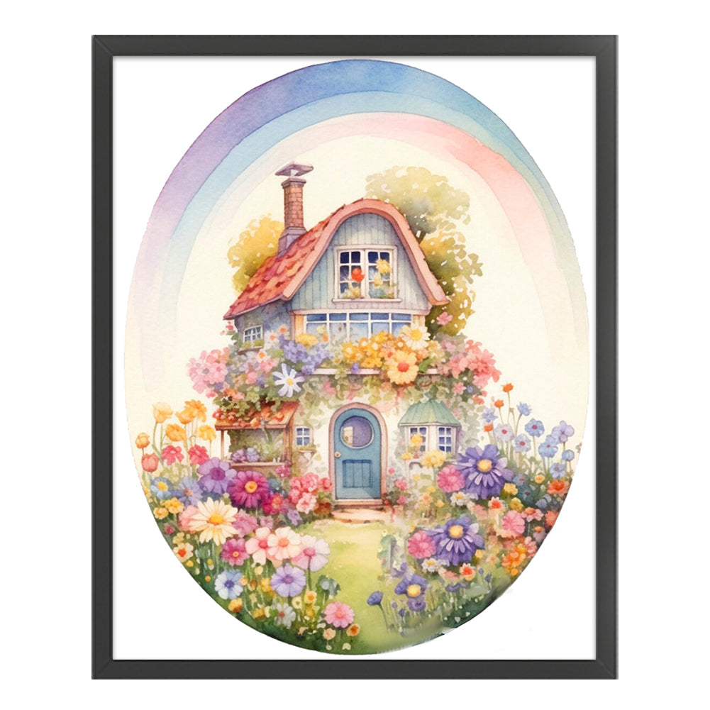 Flower House - 11CT Stamped Cross Stitch 50*60CM