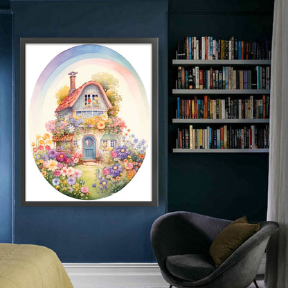 Flower House - 11CT Stamped Cross Stitch 50*60CM