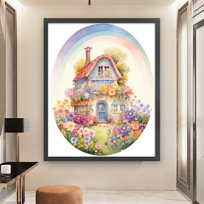 Flower House - 11CT Stamped Cross Stitch 50*60CM