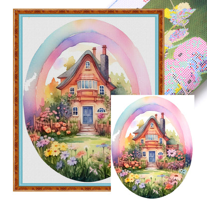 Flower House - 11CT Stamped Cross Stitch 50*60CM