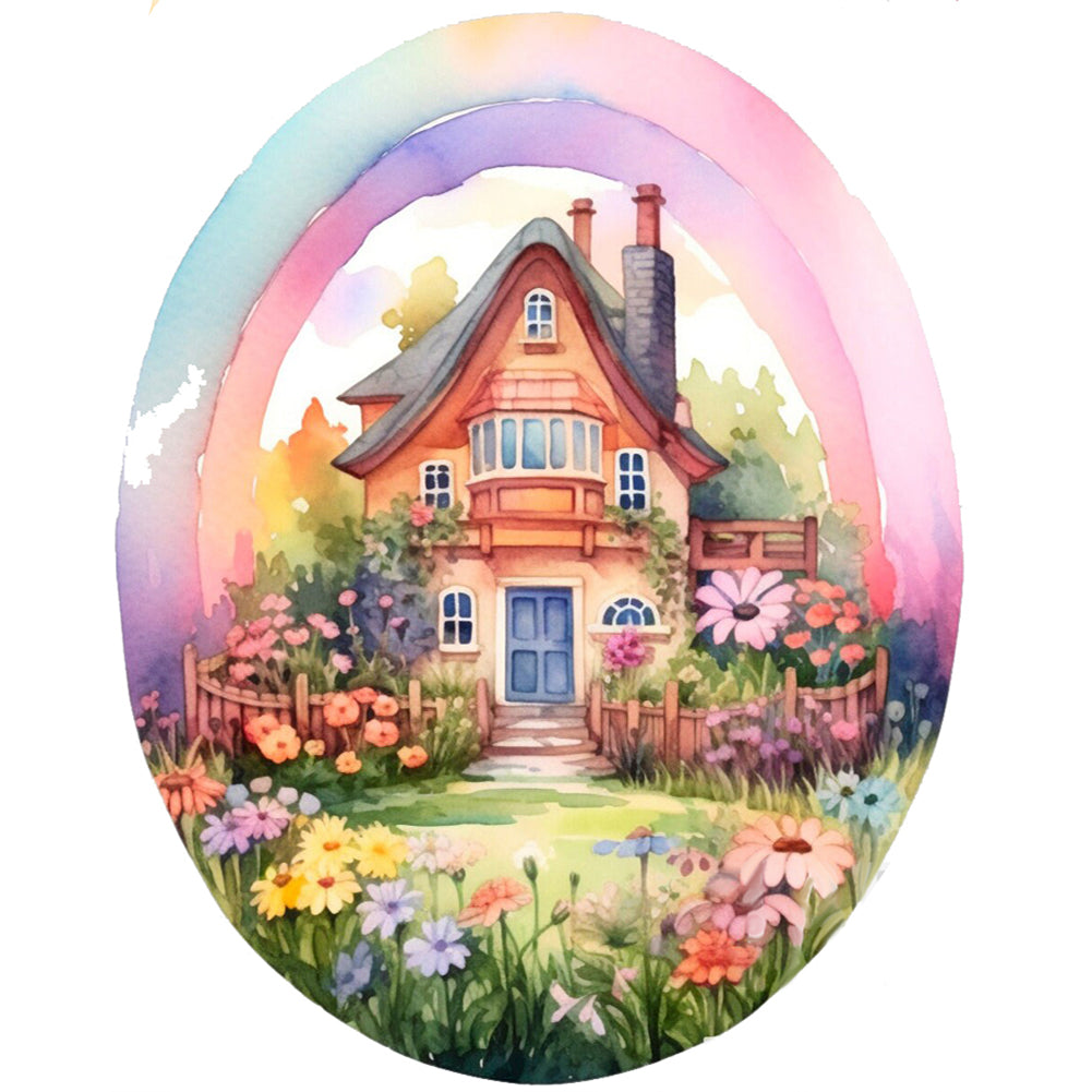 Flower House - 11CT Stamped Cross Stitch 50*60CM