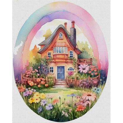 Flower House - 11CT Stamped Cross Stitch 50*60CM