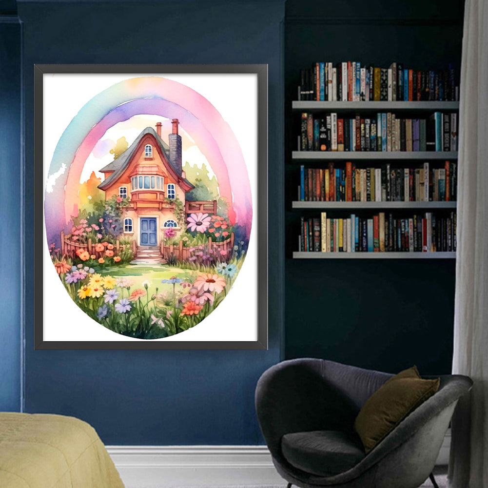 Flower House - 11CT Stamped Cross Stitch 50*60CM