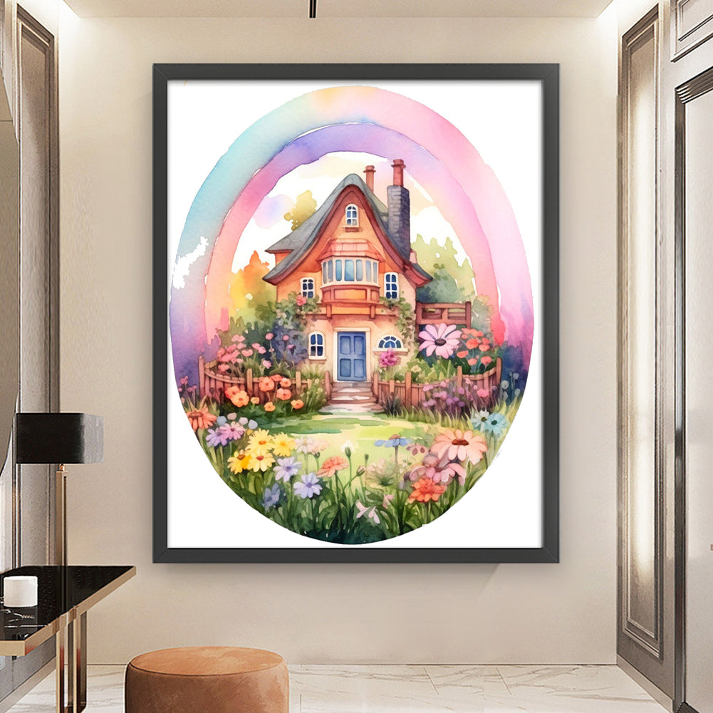 Flower House - 11CT Stamped Cross Stitch 50*60CM