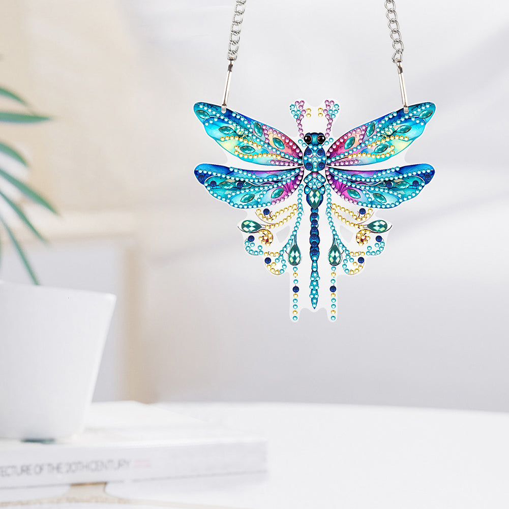 Acrylic Single-Sided Diamond Painting Hanging Pendant for Home Decor (Dragonfly)