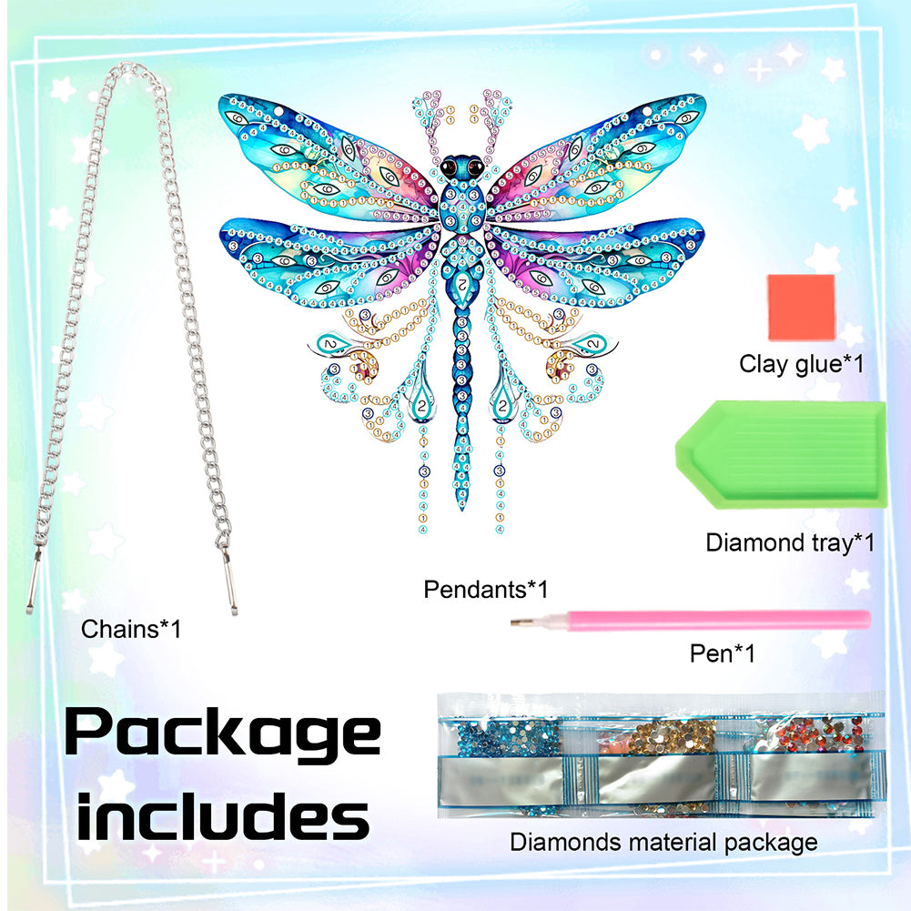 Acrylic Single-Sided Diamond Painting Hanging Pendant for Home Decor (Dragonfly)