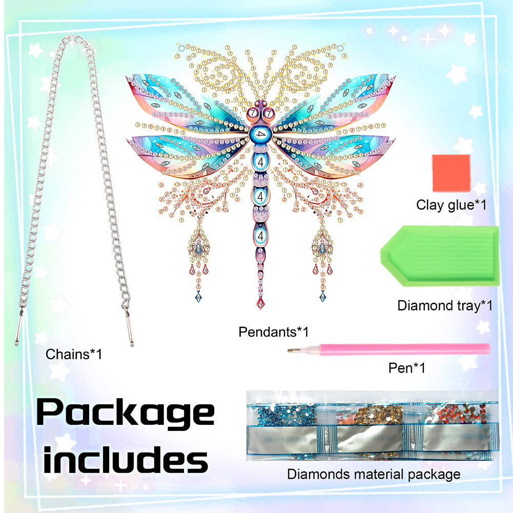 Acrylic Single-Sided Diamond Painting Hanging Pendant for Home Decor (Dragonfly)