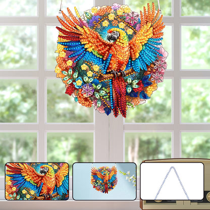 Acrylic Single-Sided Diamond Painting Hanging Pendant for Home Decor (Parrot)