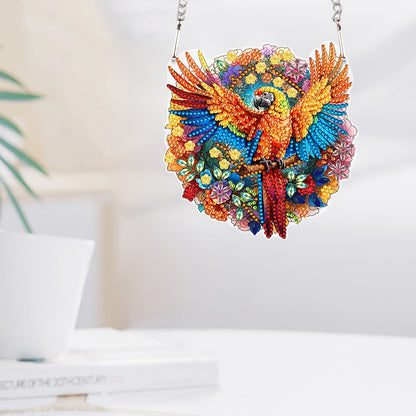 Acrylic Single-Sided Diamond Painting Hanging Pendant for Home Decor (Parrot)