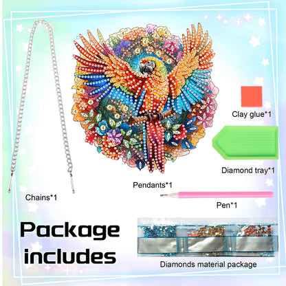 Acrylic Single-Sided Diamond Painting Hanging Pendant for Home Decor (Parrot)