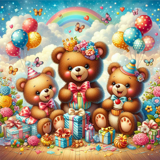 Bear Receiving Gifts - Full Round Drill Diamond Painting 40*40CM