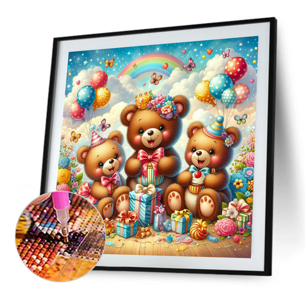 Bear Receiving Gifts - Full Round Drill Diamond Painting 40*40CM