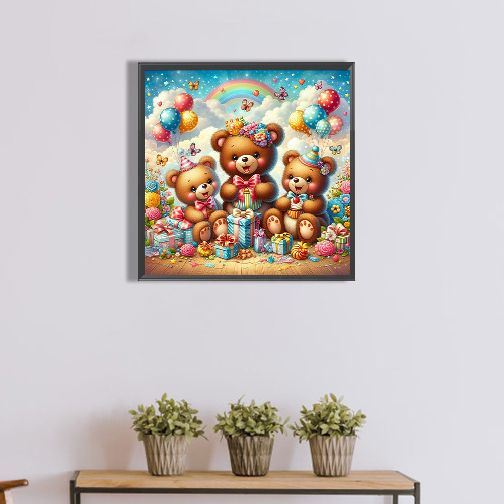 Bear Receiving Gifts - Full Round Drill Diamond Painting 40*40CM