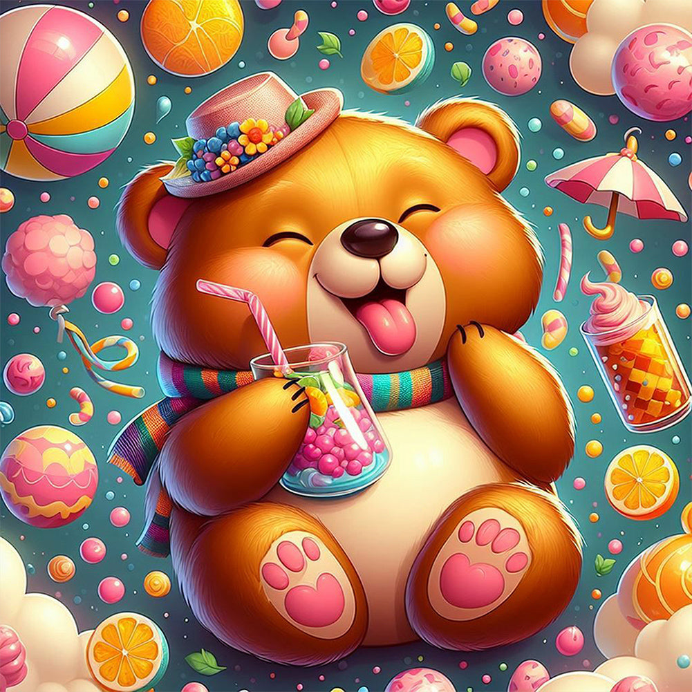 Happy Bear - Full Round Drill Diamond Painting 40*40CM