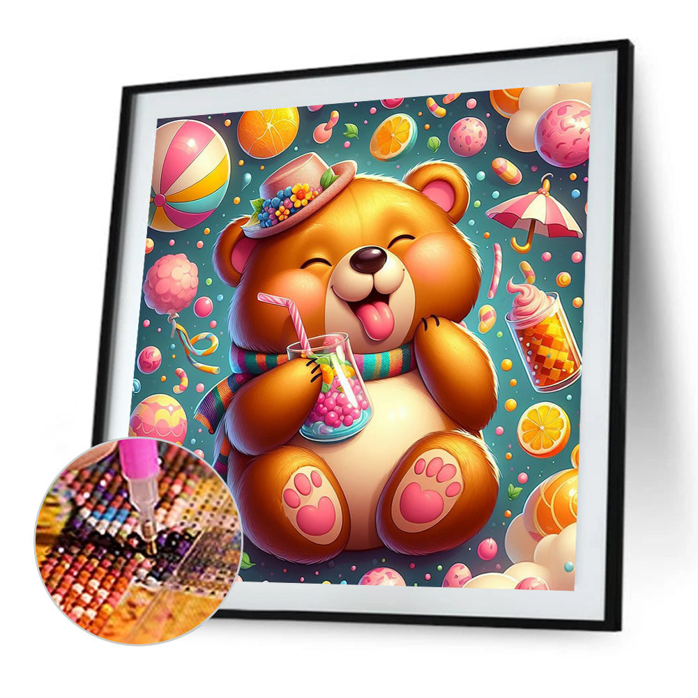 Happy Bear - Full Round Drill Diamond Painting 40*40CM