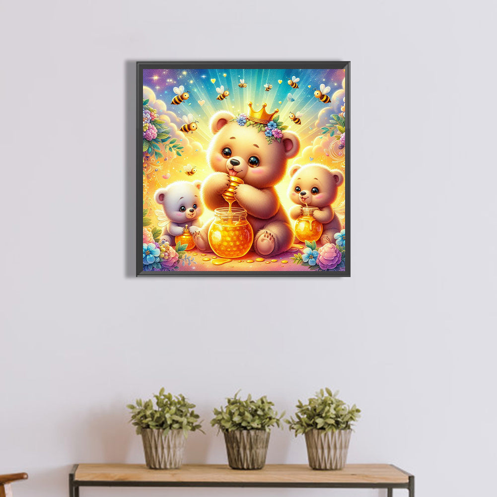 Bear Eating Honey - Full Round Drill Diamond Painting 40*40CM