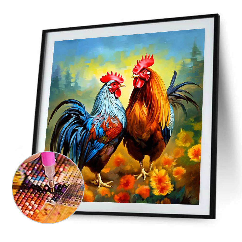 Two Roosters - Full Round Drill Diamond Painting 40*40CM