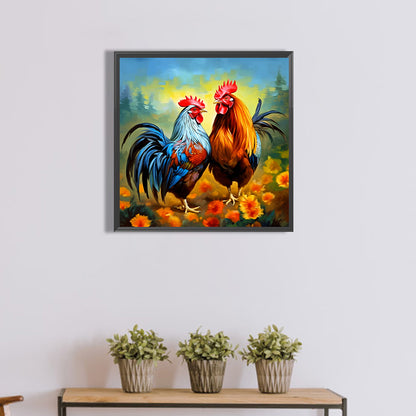 Two Roosters - Full Round Drill Diamond Painting 40*40CM