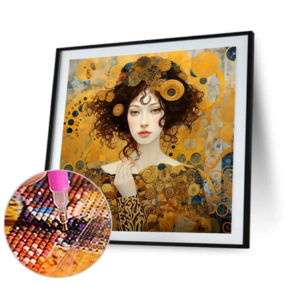 Art Nouveau Girl - Full Round Drill Diamond Painting 40*40CM