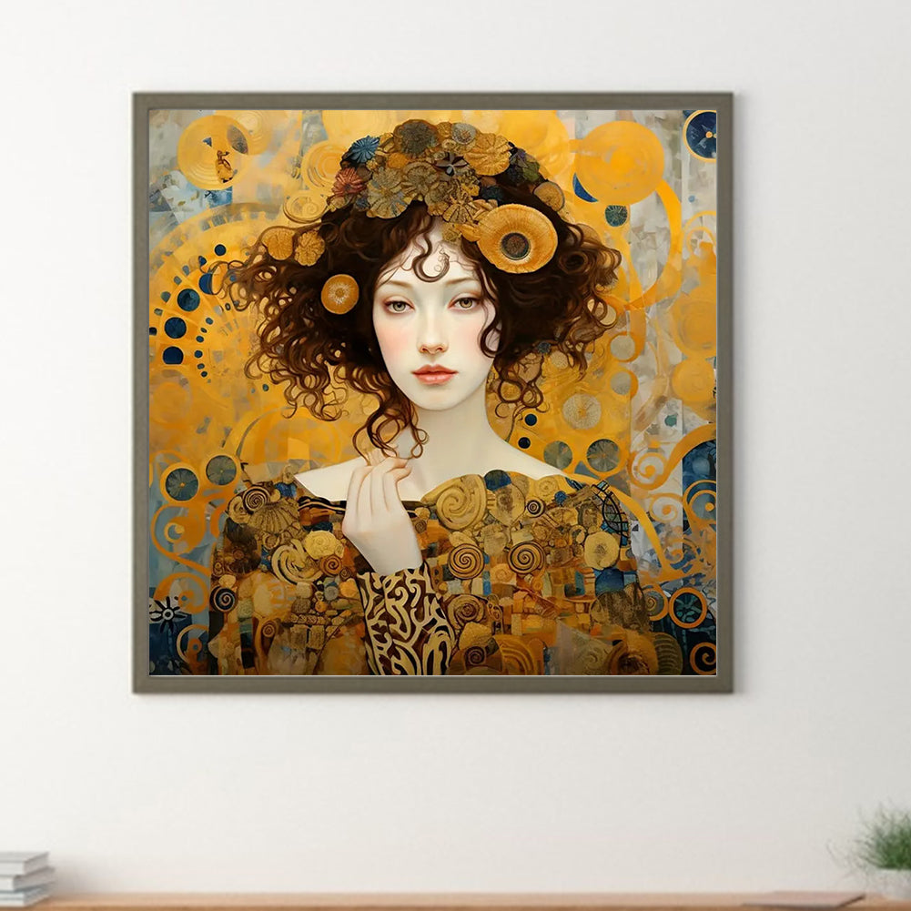 Art Nouveau Girl - Full Round Drill Diamond Painting 40*40CM