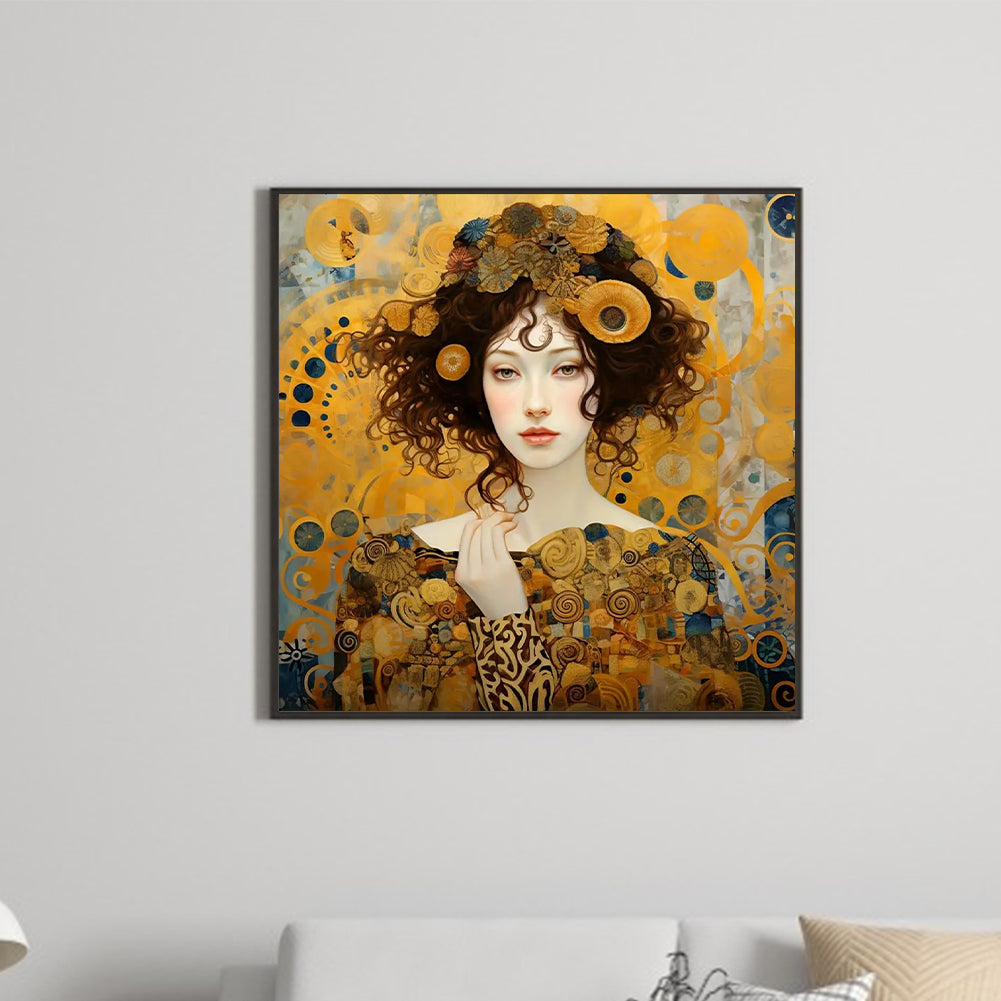 Art Nouveau Girl - Full Round Drill Diamond Painting 40*40CM