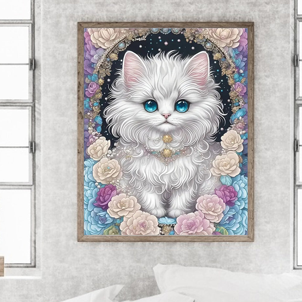 Cat - Full Round Drill Diamond Painting 40*50CM