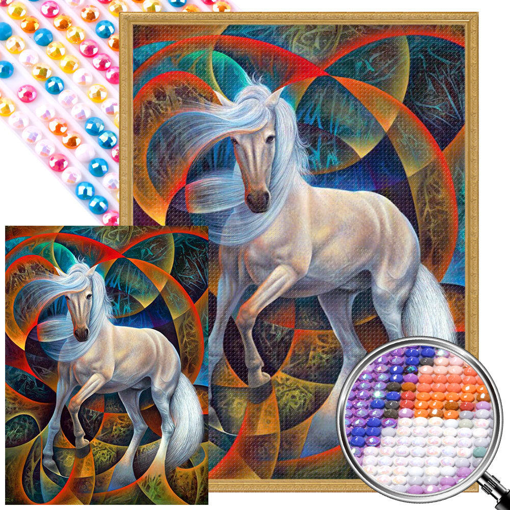 White Horse - Full AB Round Drill Diamond Painting 40*55CM