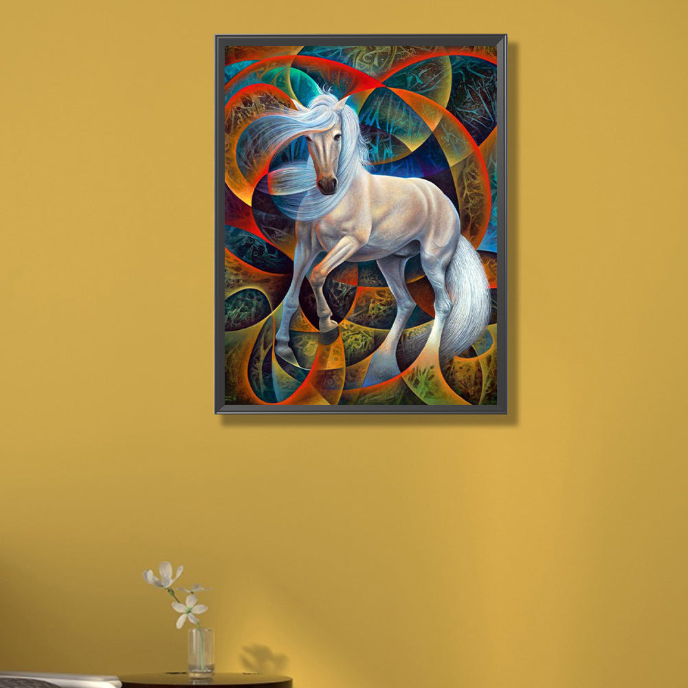 White Horse - Full AB Round Drill Diamond Painting 40*55CM