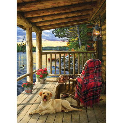 Puppy Resting On Fence - Full AB Round Drill Diamond Painting 40*55CM