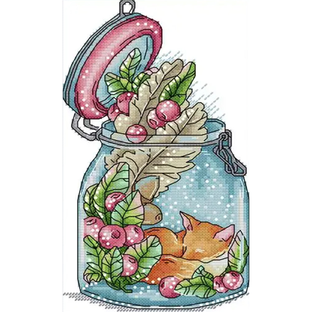 Fox In Bottle - 14CT Stamped Cross Stitch 16*28CM