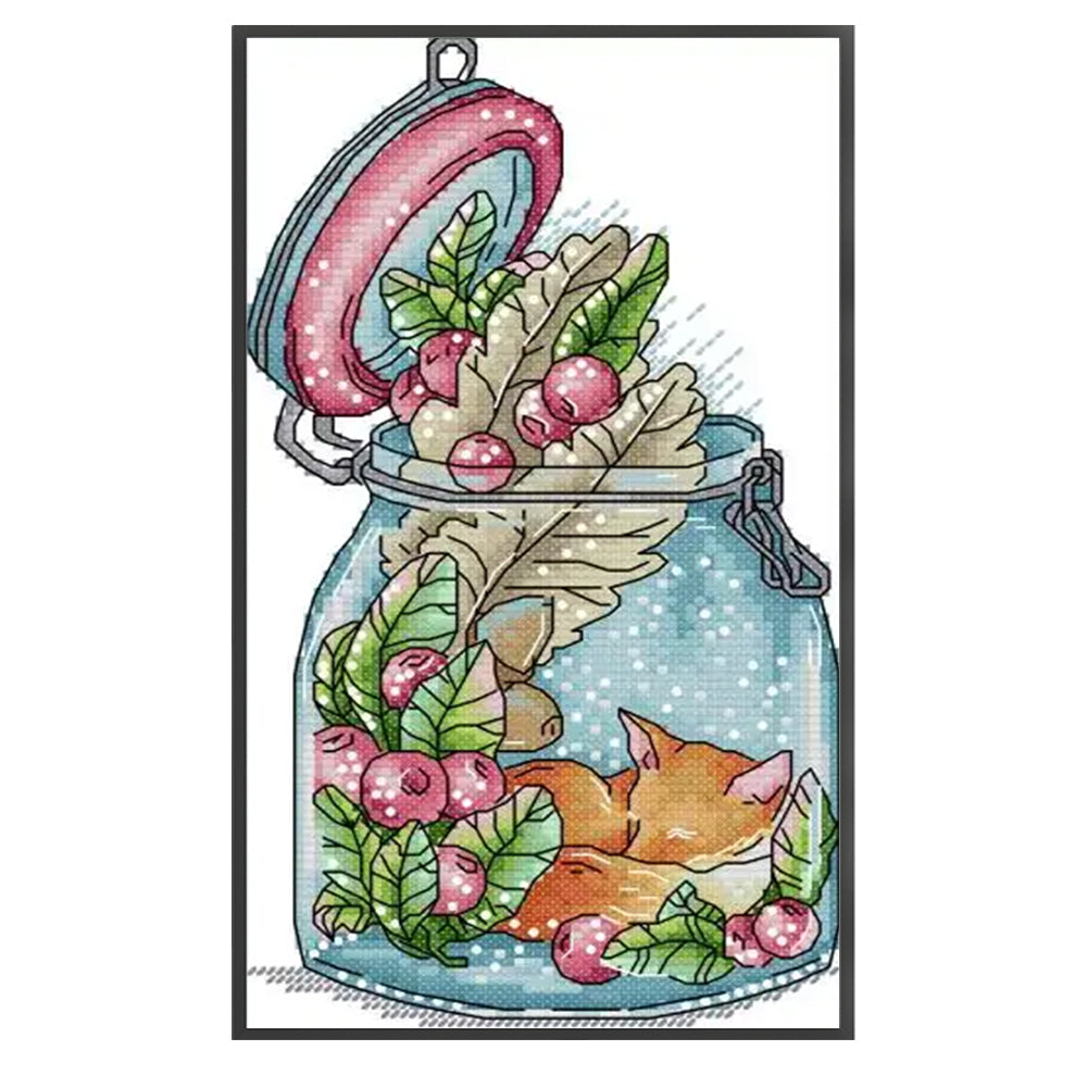 Fox In Bottle - 14CT Stamped Cross Stitch 16*28CM