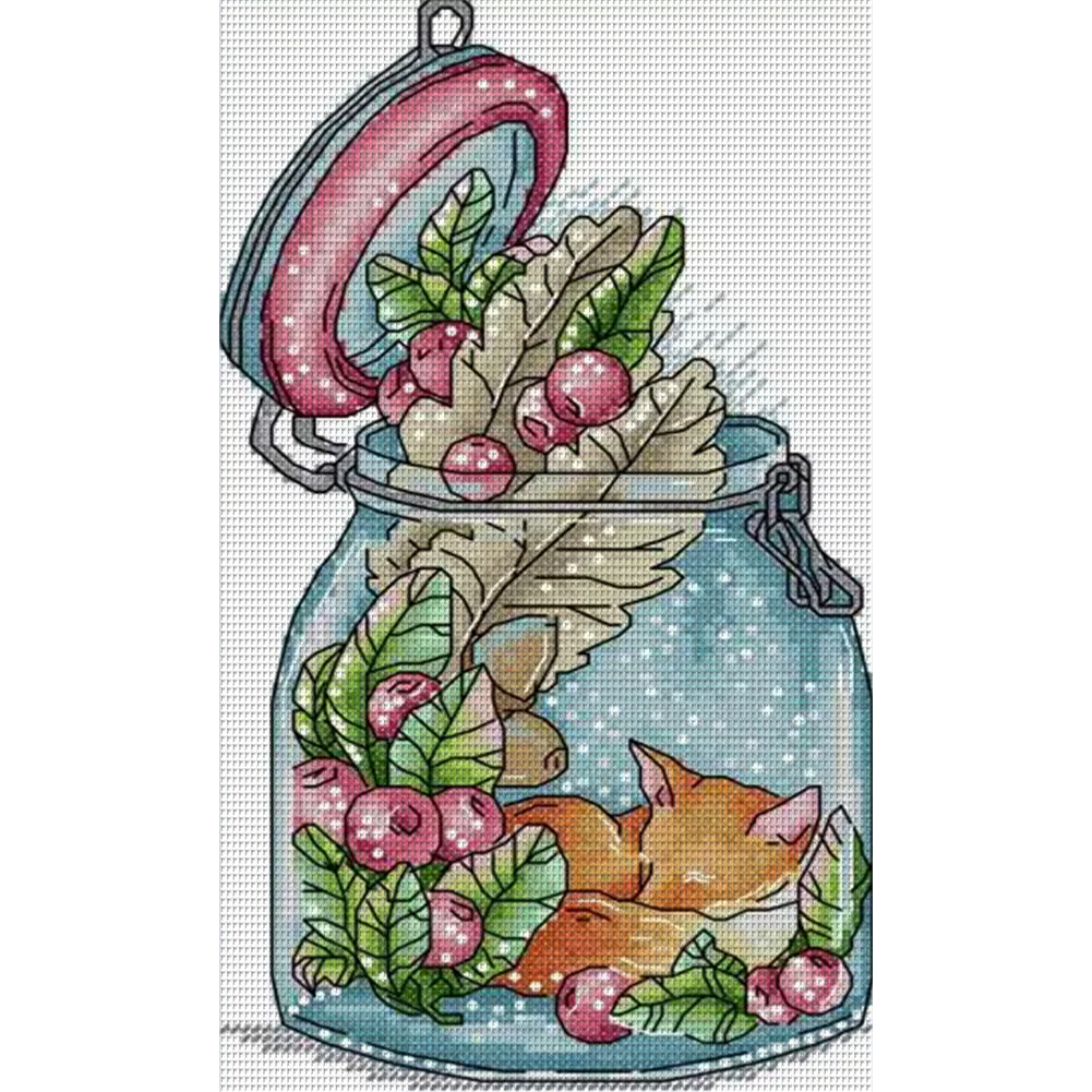 Fox In Bottle - 14CT Stamped Cross Stitch 16*28CM