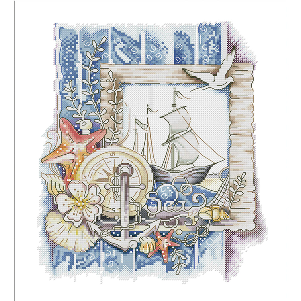 Song Of The Ocean - 14CT Stamped Cross Stitch 31*36CM