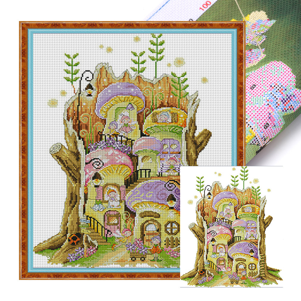 Fairy House - 14CT Stamped Cross Stitch 40*47CM