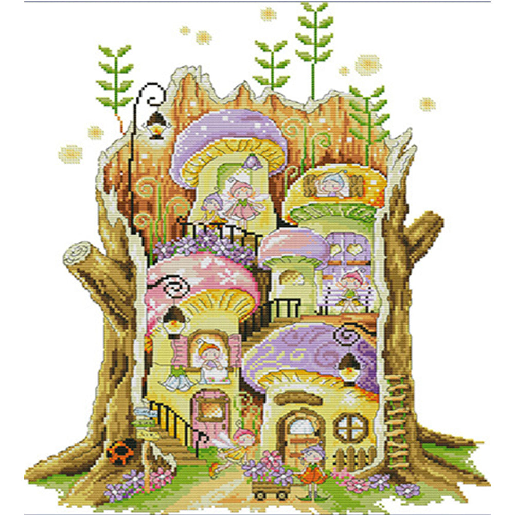 Fairy House - 14CT Stamped Cross Stitch 40*47CM