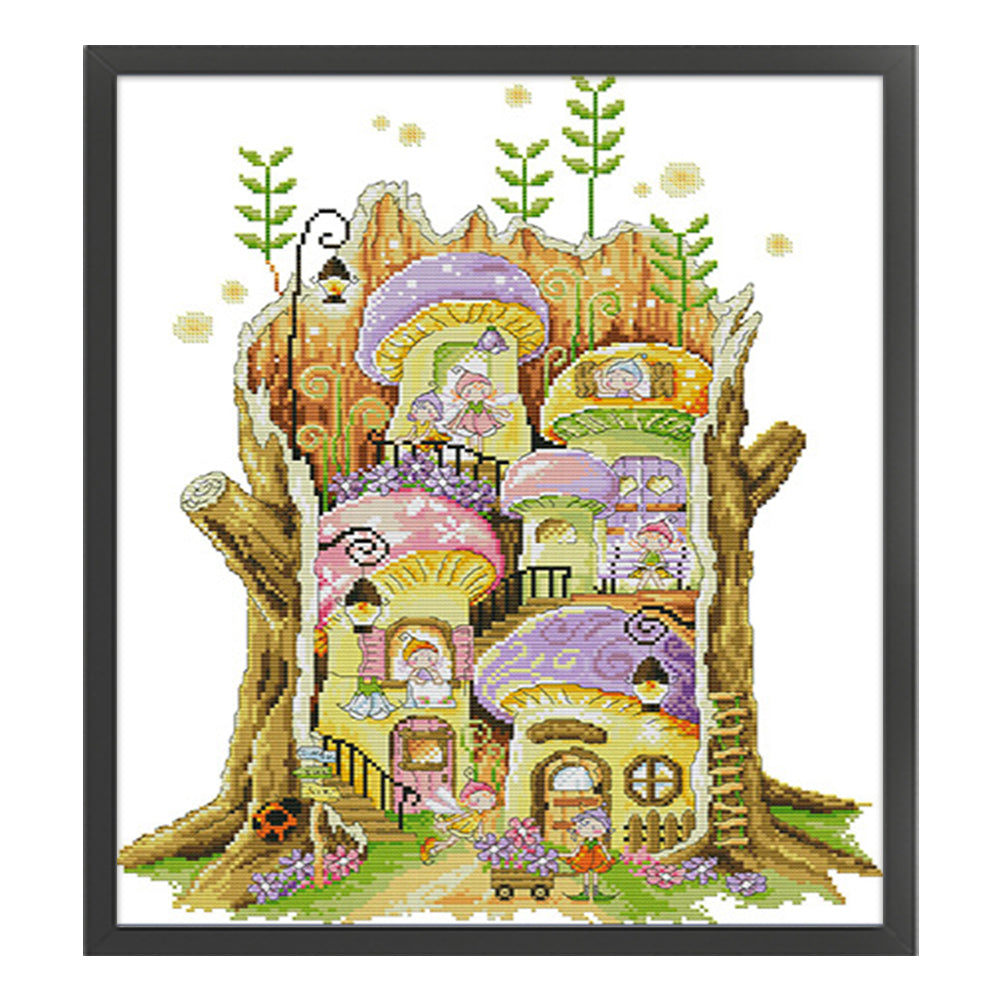 Fairy House - 14CT Stamped Cross Stitch 40*47CM