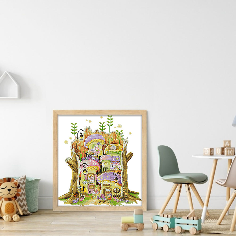 Fairy House - 14CT Stamped Cross Stitch 40*47CM