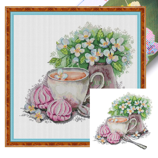 Jasmine Tea - 14CT Stamped Cross Stitch 34*34CM