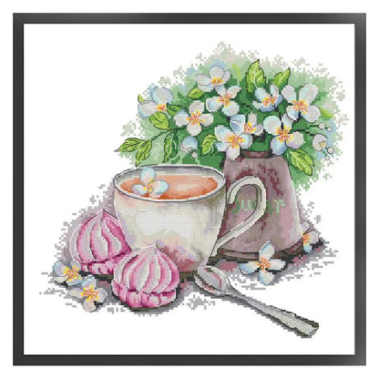 Jasmine Tea - 14CT Stamped Cross Stitch 34*34CM