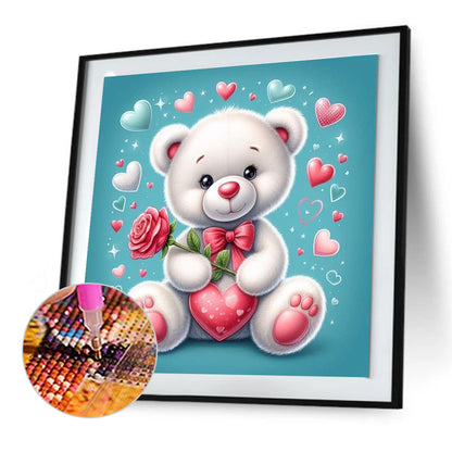 Rose Bear¡¤Blue - Full Round Drill Diamond Painting 30*30CM