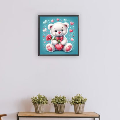 Rose Bear¡¤Blue - Full Round Drill Diamond Painting 30*30CM