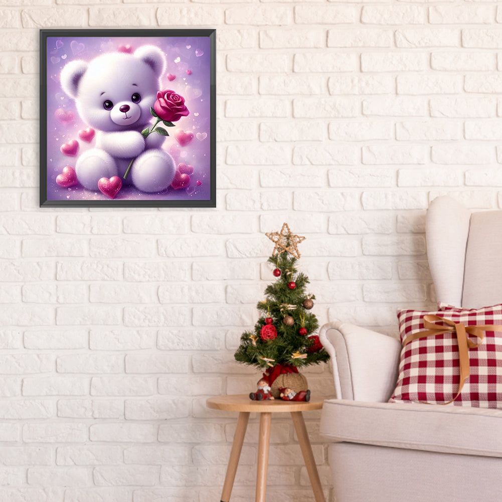 Rose Bear¡¤Purple - Full Round Drill Diamond Painting 30*30CM