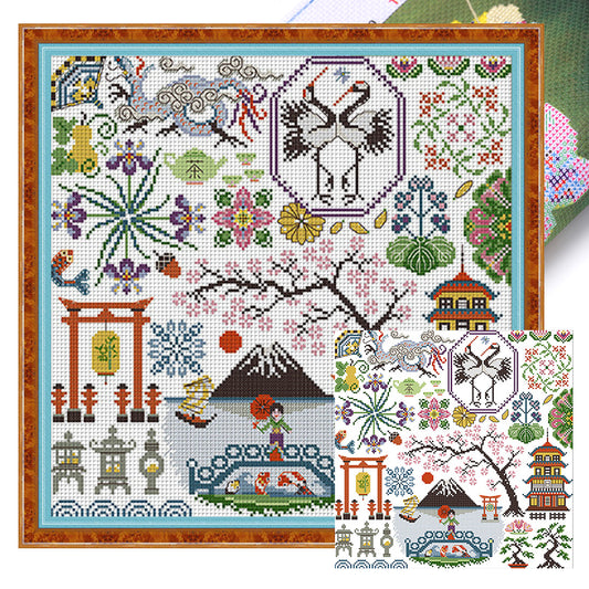 Mount Fuji Jigsaw Puzzle - 14CT Stamped Cross Stitch 37*37CM