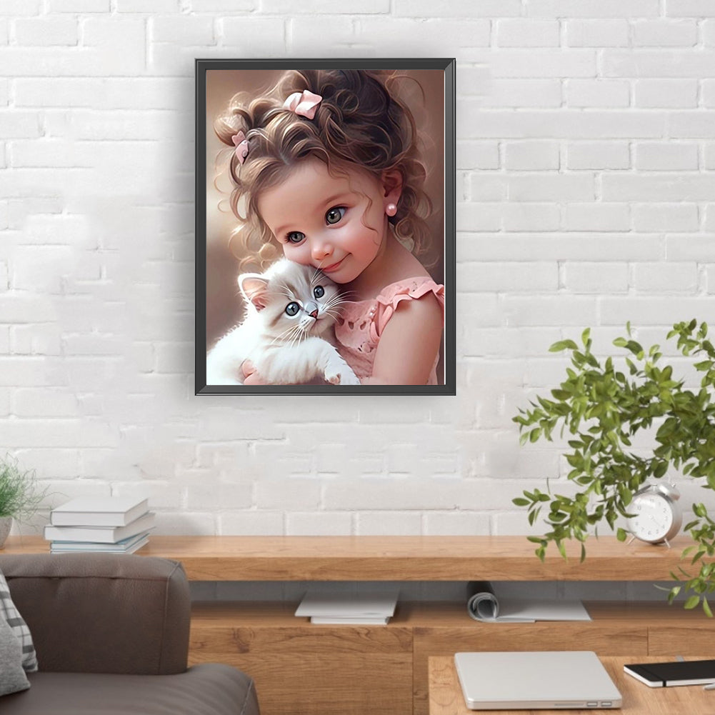 Little Girl And Animals - Full Round Drill Diamond Painting 30*40CM