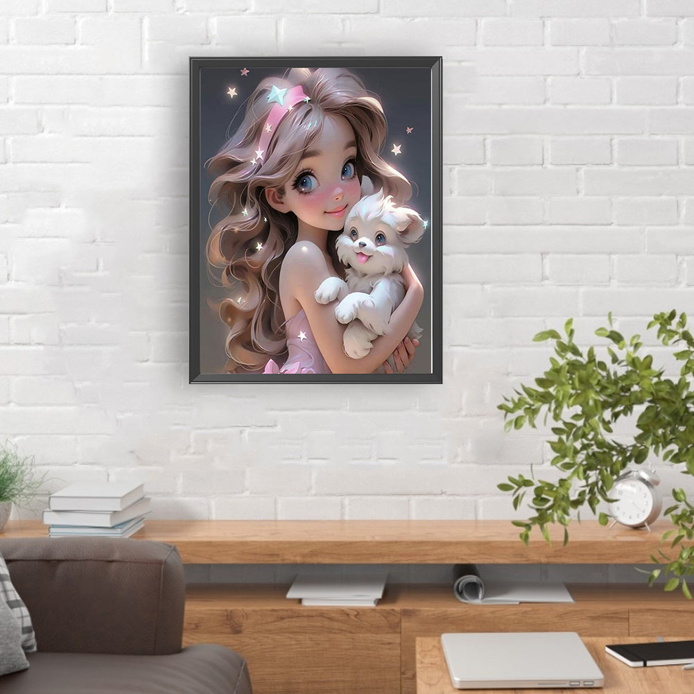 Little Girl And Animals - Full Round Drill Diamond Painting 30*40CM