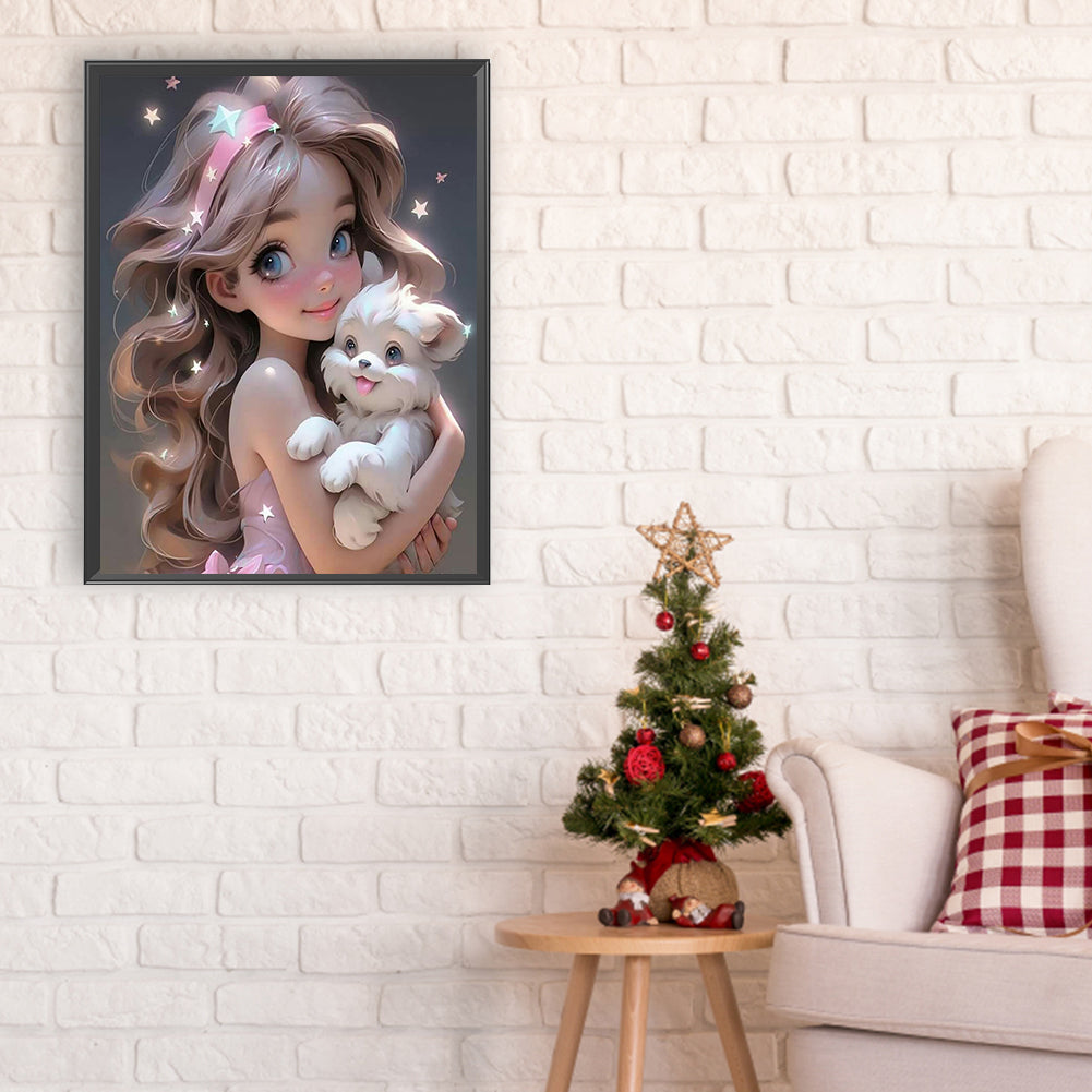 Little Girl And Animals - Full Round Drill Diamond Painting 30*40CM