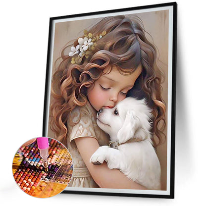 Little Girl And Animals - Full Round Drill Diamond Painting 30*40CM