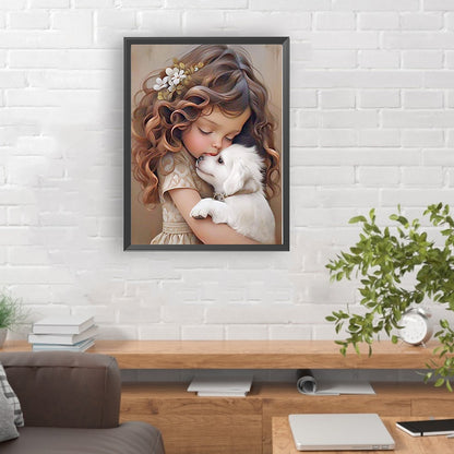 Little Girl And Animals - Full Round Drill Diamond Painting 30*40CM